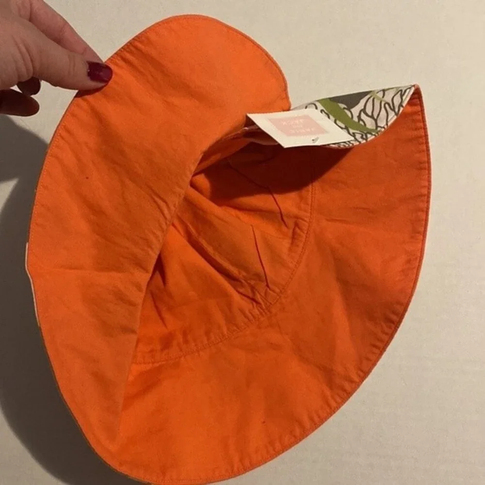 Janie And Jack Girls Botanical Oasis Sun Hat Orange Green Size 2T-3T NEW